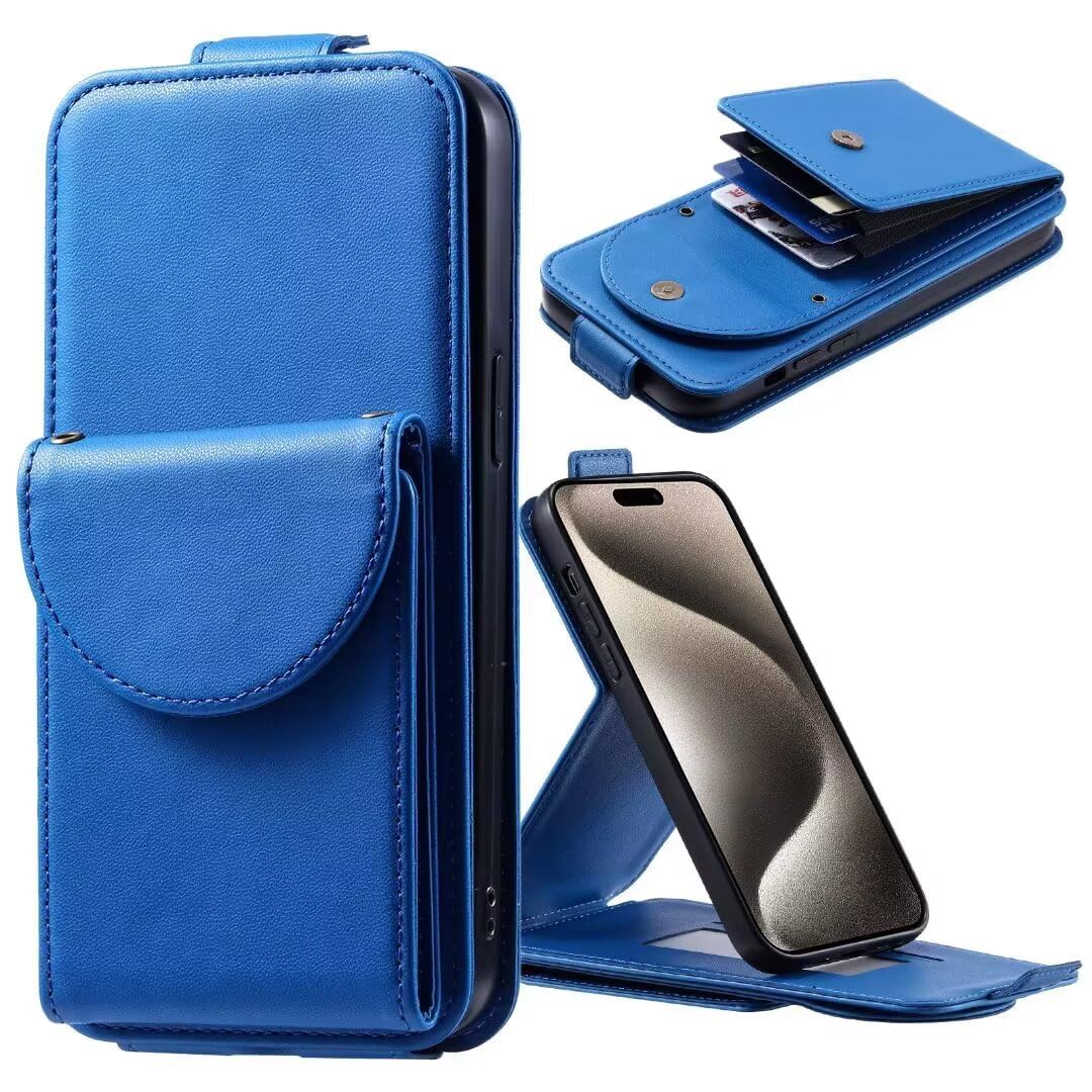 Handykette für Samsung Galaxy M55 Hülle Necklace Leder Handyhülle für Samsung Galaxy M55 Handytasche Flip Schutzhülle für Samsung M55 Hülle Klappbar Lederhülle Standfunktion klapphülle blau