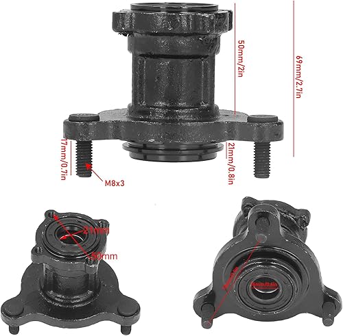 Aramox Buje de rueda para cuatrimoto, 2 unidades, buje de rueda de acero M8x3 para 50 cc-125 cc, ATV Go Kart, Dirt Quad Bike 6 7 8 pulgadas llanta