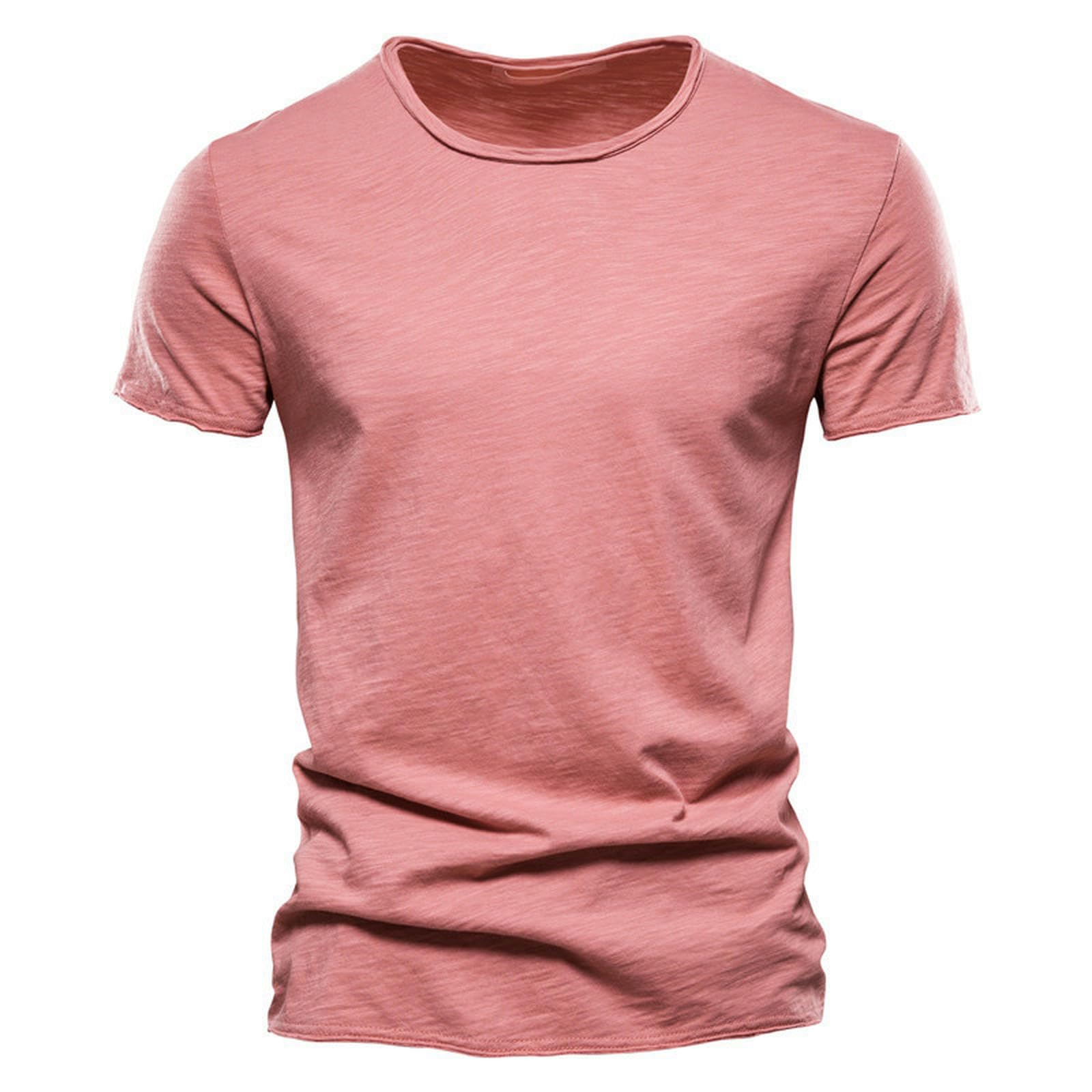 T-Shirt col en V rouge homme manches courtes vêtement léger coupe ajustée style populaire F038