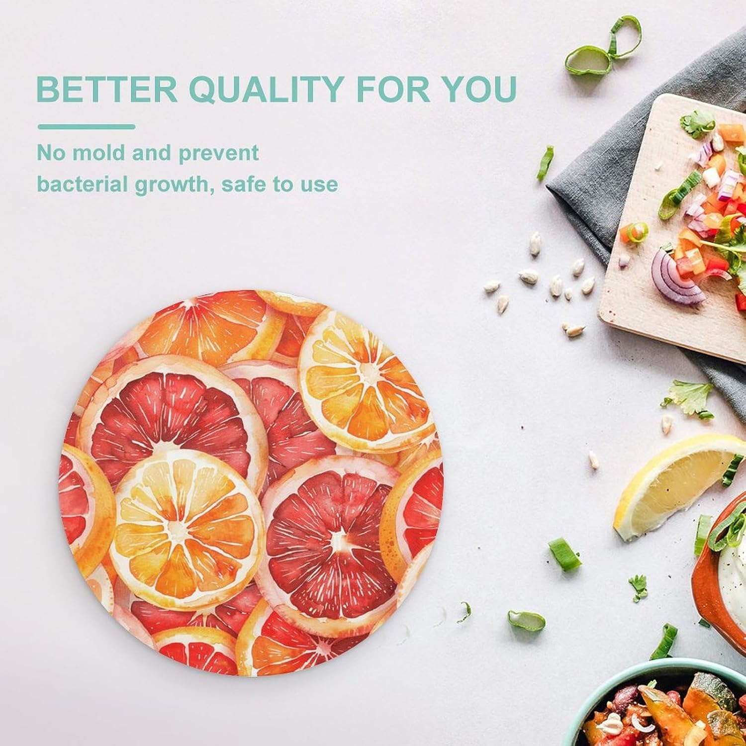 Red Orange Slices Round Tempered Glass Cutting Board image 5