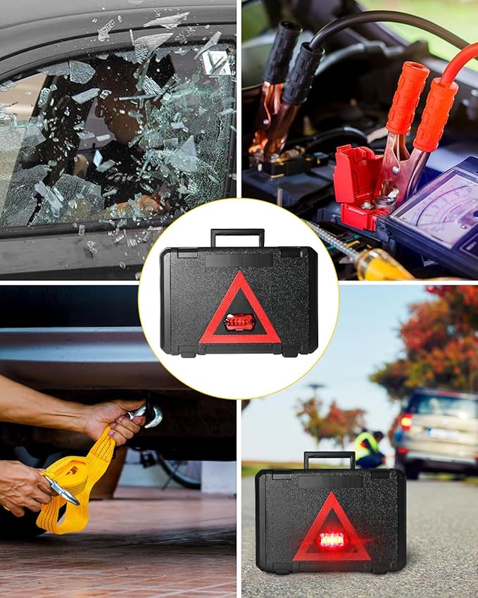 Kit de emergencia para automóvil, 10 piezas, con triángulo reflectante y cables miniatura 7