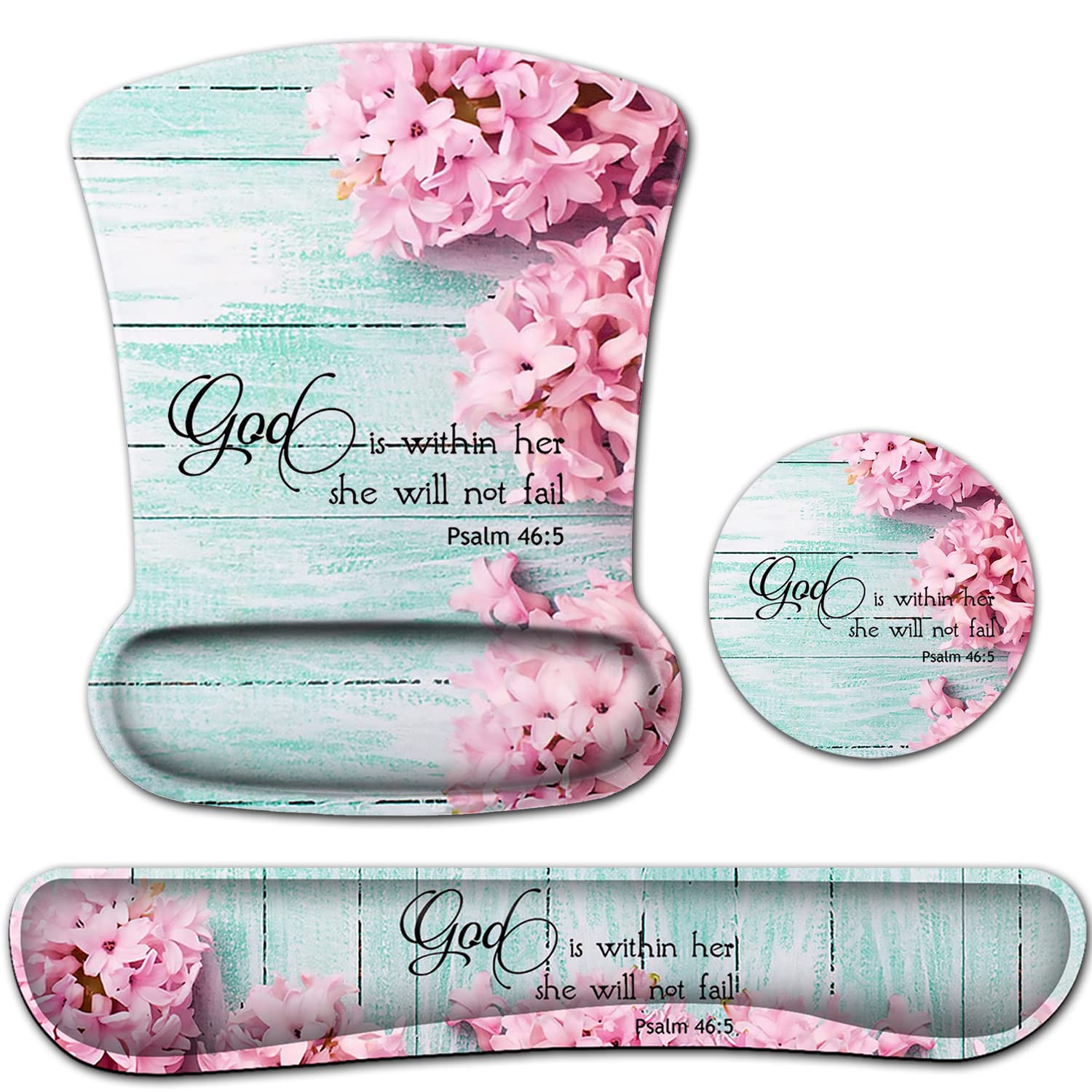 Mouse Pad with Wrist Support Ergonomic Gel Mouse Pad Beautiful Flowers Non-Slip Durable Memory Foam Keyboard Wrist Rest