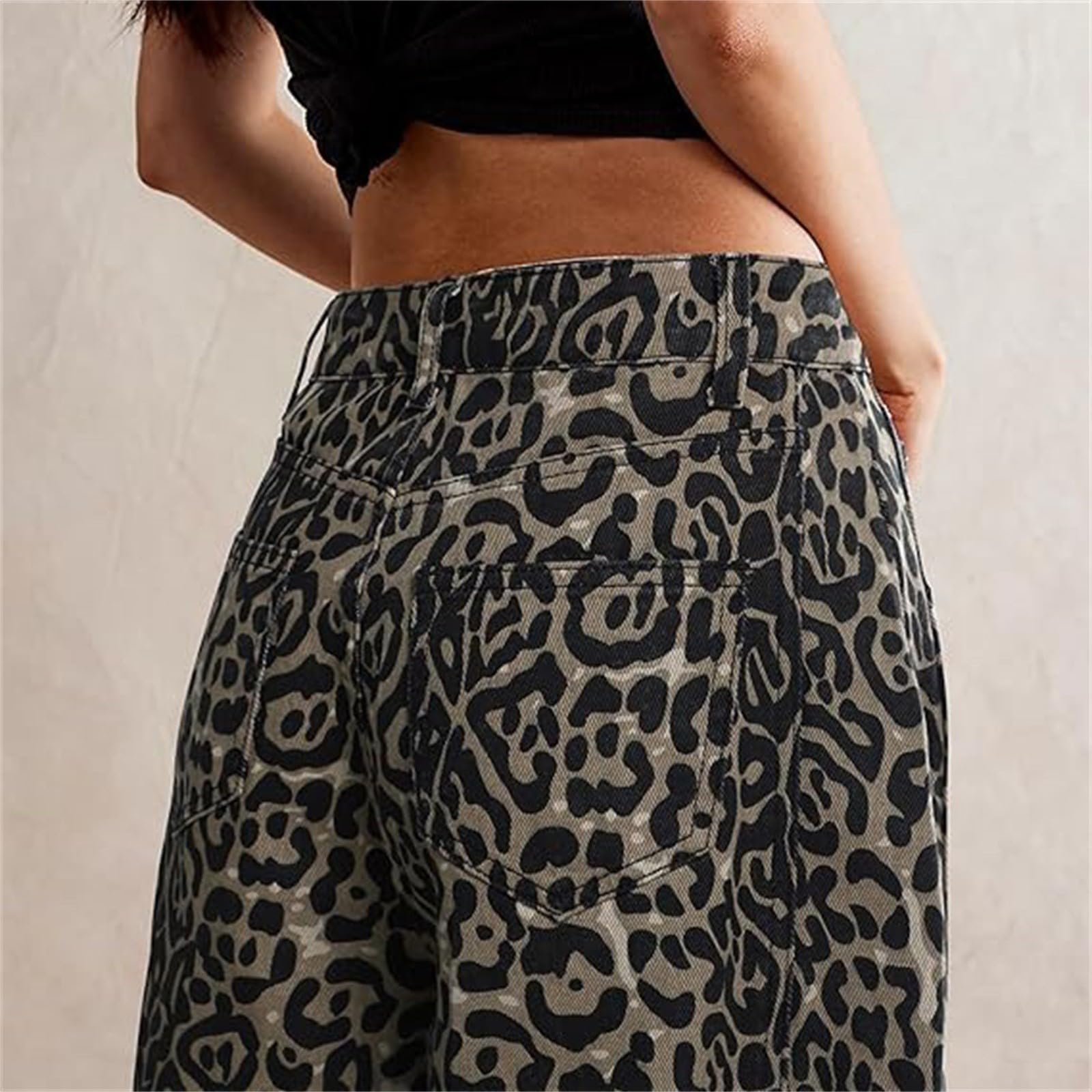 Jeans Donna Curvy Taglie Forti Jeans Vita Alta Gamba Larga Casual Pantaloni Denim Baggy Larghi Curvy Palazzo Pantaloni Elasticizzati Leggeri Pants con Tasche Tempo Libero Push Up