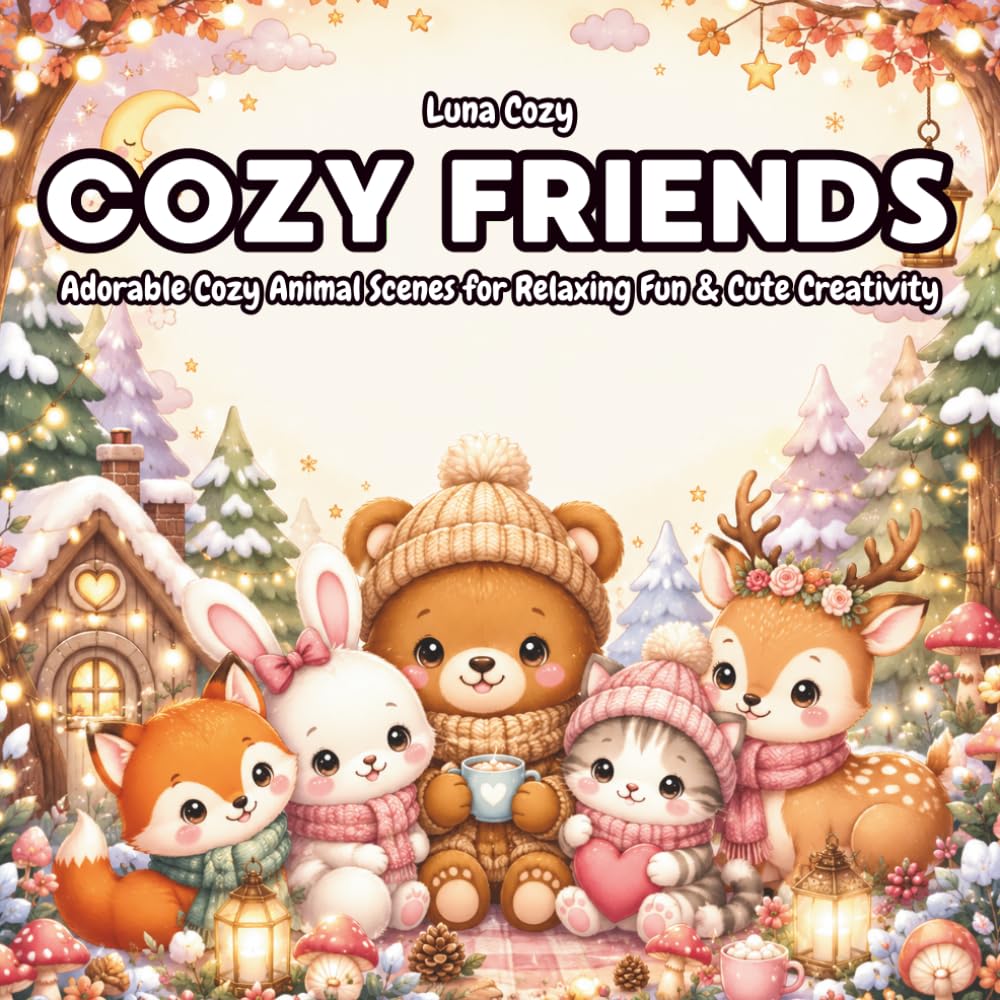 Cozy Friends Coloring Book: Cute and Cozy Animal Scenes with Kawaii Woodland Friends for Relaxing Coloring Fun (Cozy Friends Coloring Series)
