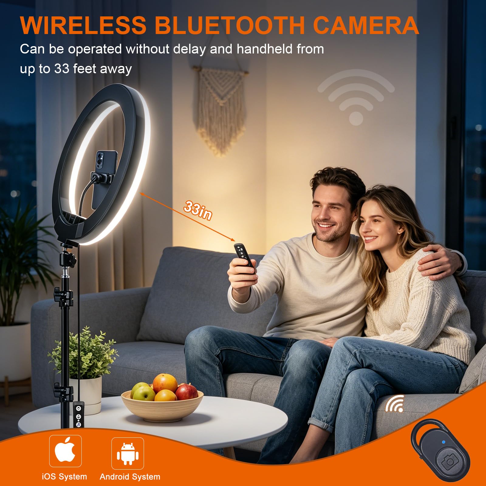 Anillo de luz para Selfie de 12 Pulgadas con Soporte de trípode de 75 Pulgadas y 2 Soportes para teléfono, Anillo de luz LED para cámara con 48 Modos de Color RGB y Modo de Ritmo de música y 12