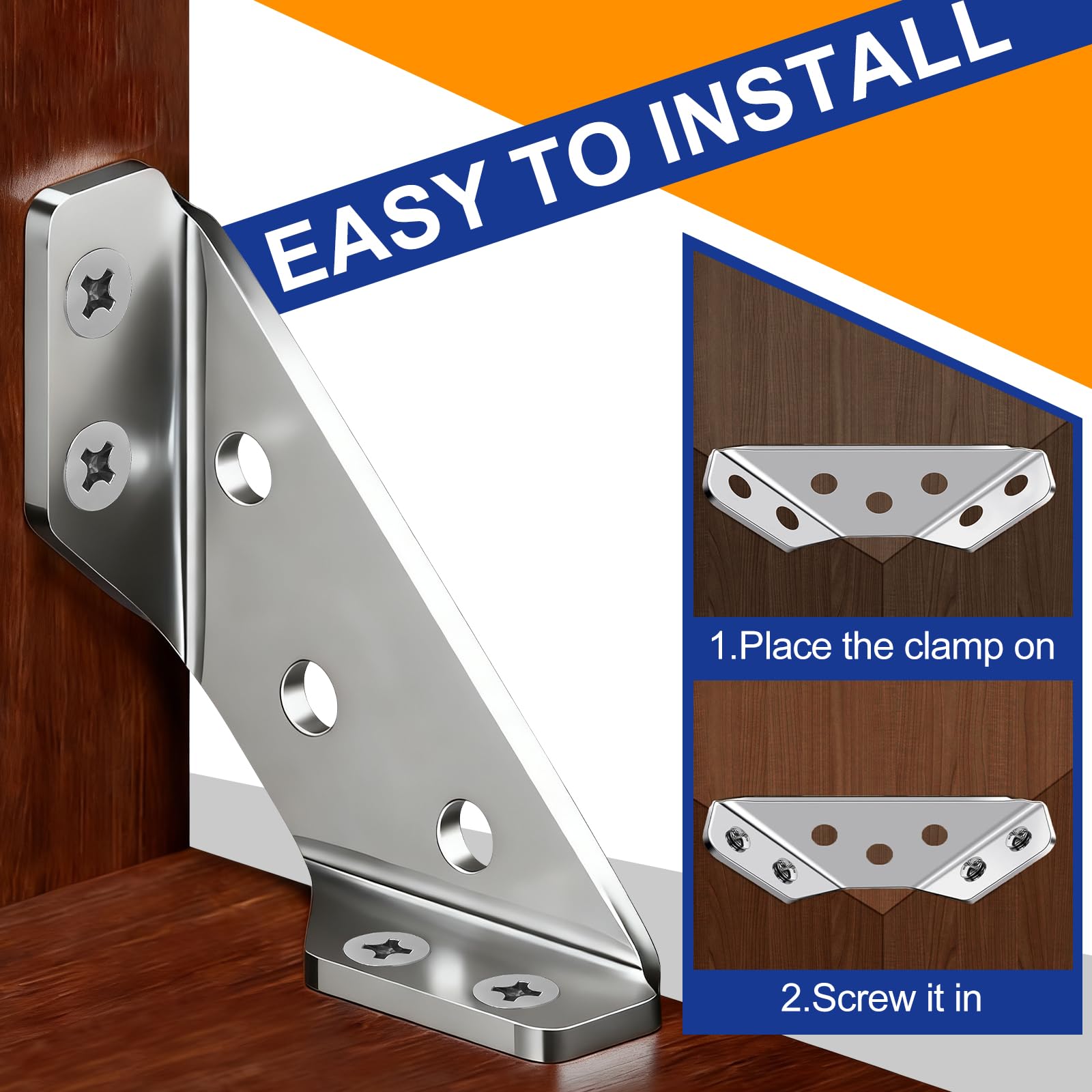 Staffe Angolari, Angolari Metallo per Legno e Staffe Angolari per Legno con Viti 30 Pezzi, Rinforzi Triangolari per Scaffale Armadio Tavolo Sedia Scrivania, Staffe in Acciaio Inox