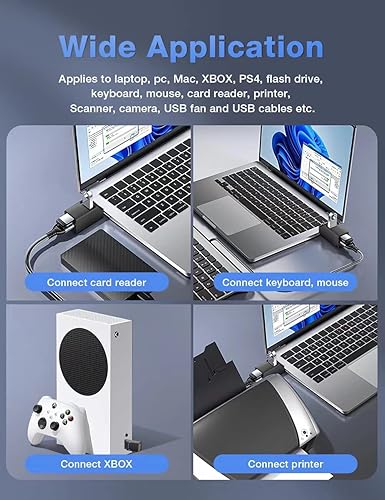 Miniatura 6 de Hub USB 3.0, 3 puertos USB Hub USB Splitter para portátil, adaptador múltiple USB para mouse, Keyborad, impresora, unidad flash, Xbox y más (negro