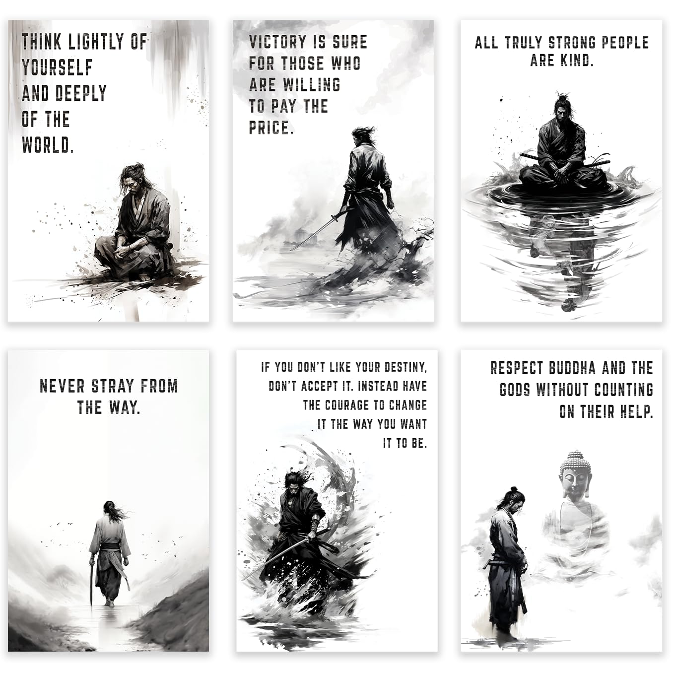 SoulAbiti Set of 6 Miyamoto Musashi Vagabond Motivational Posters