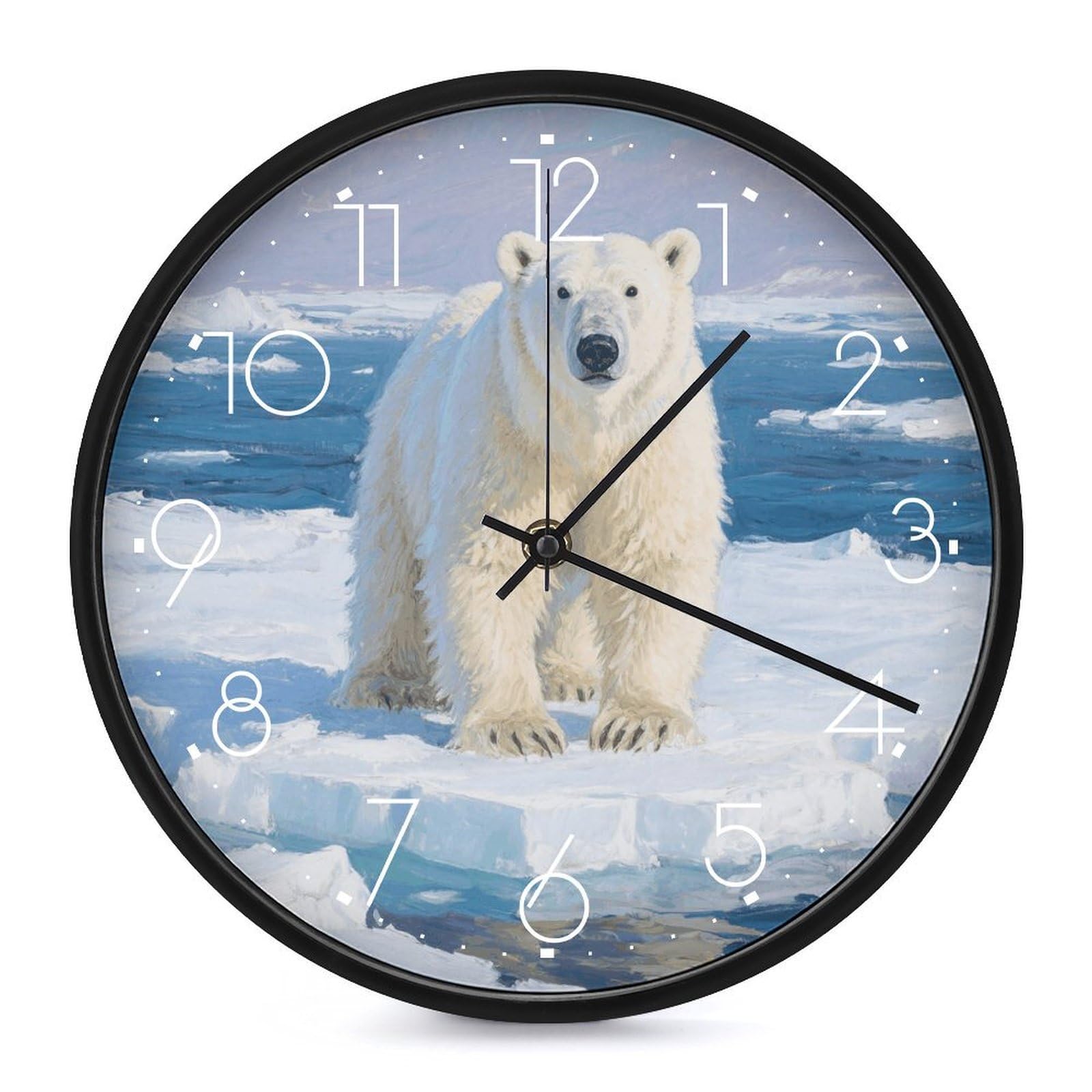 Horloge murale moderne Arctic Polar Bear affichage analogique durable