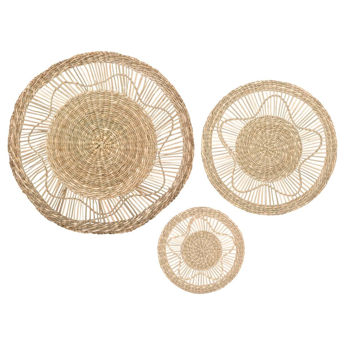 ATMOSPHERA CREATEUR D'INTERIEUR - Set di 3 decorazioni murali in giunco d18 28 38cm