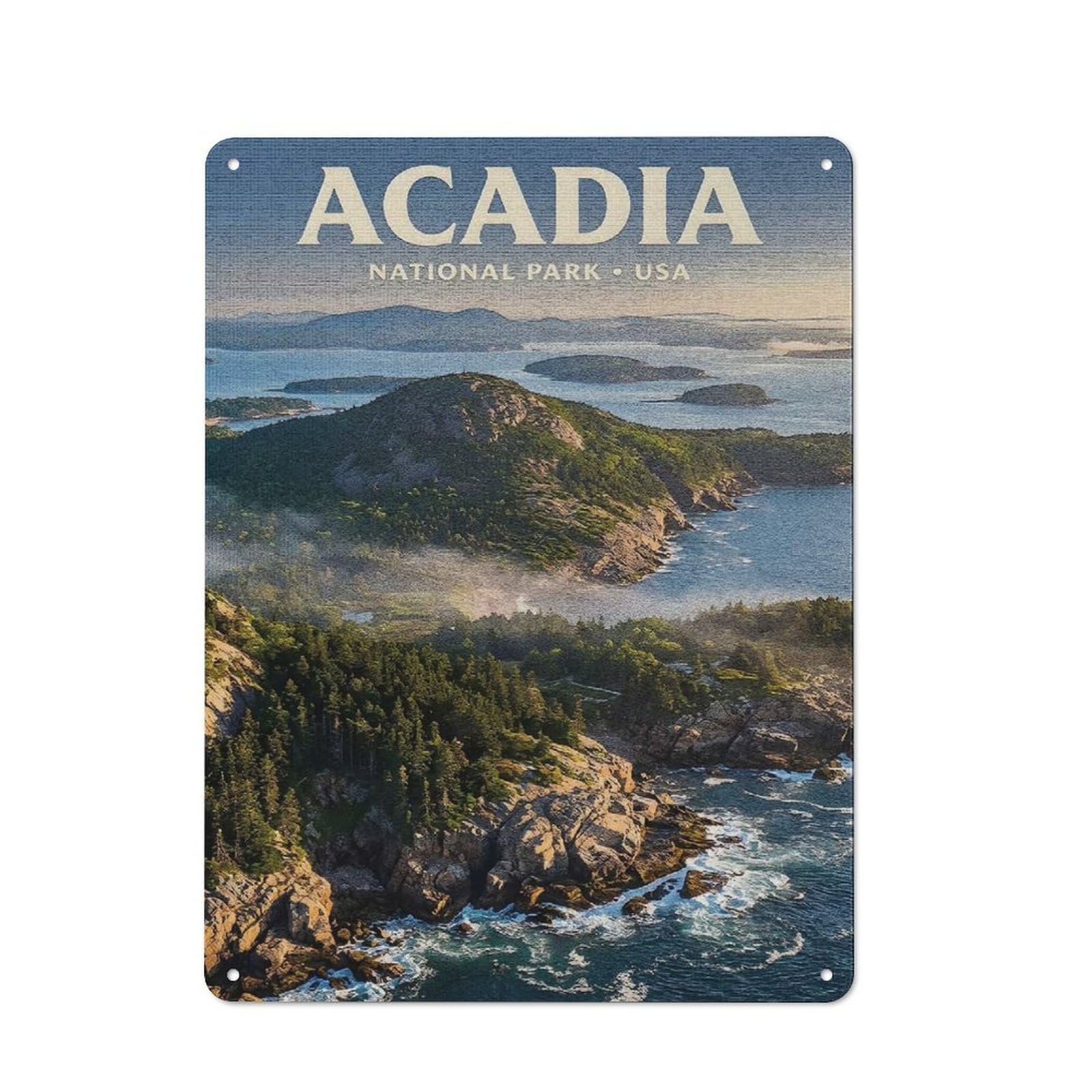 Junmoney Style-16 Acadia National Park Vintage Travel Retro Metal Wall Decor 40X30cm, Retro Metal Sign For Garage, Hobby Room, Office Or Man Cave