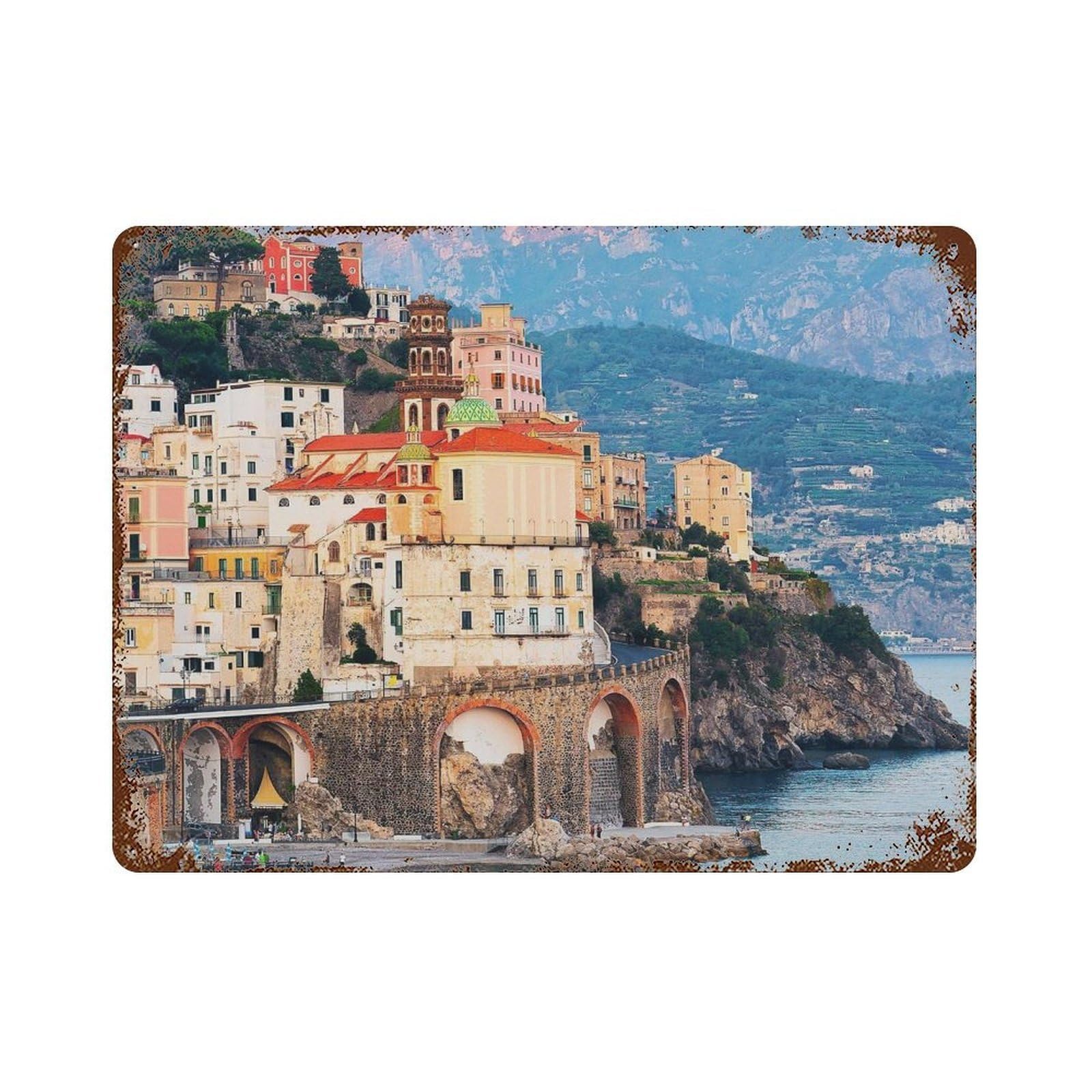 xiaoxiaoshen Real Photo Amalfi Decor Italy Wall Decor Art Metal Tin Poster Modern Home Decor Art Home Bar Shop Decorations Vintage Sign 30x40cm
