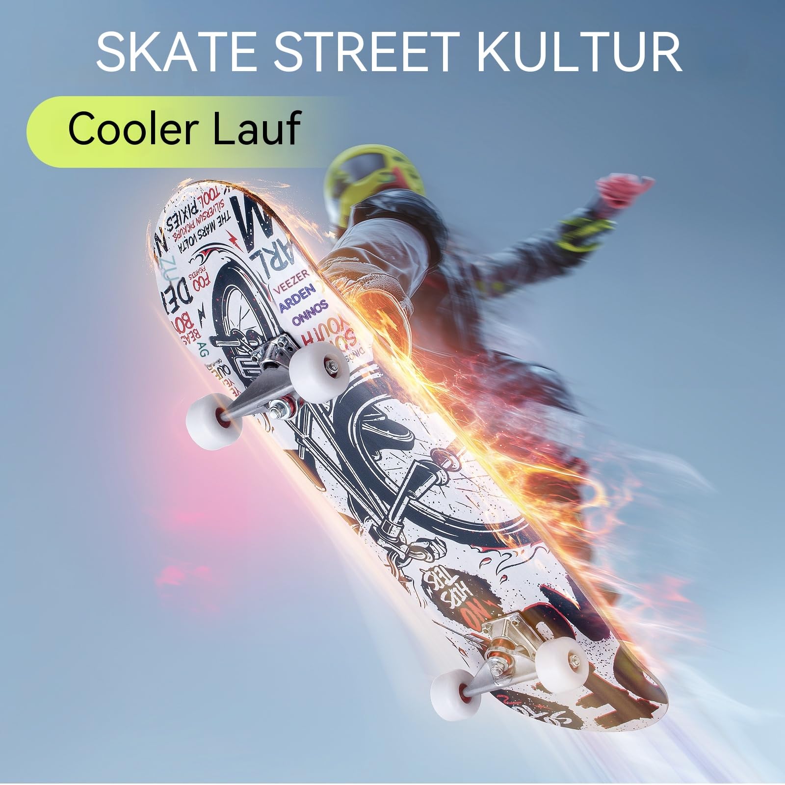 Professionelles Doppel-Kick-Skateboard, 81.1 cm Ahorn-Deck, ABEC-7-Kugellager, 95A PU-Räder, individuelles Grafikdesign