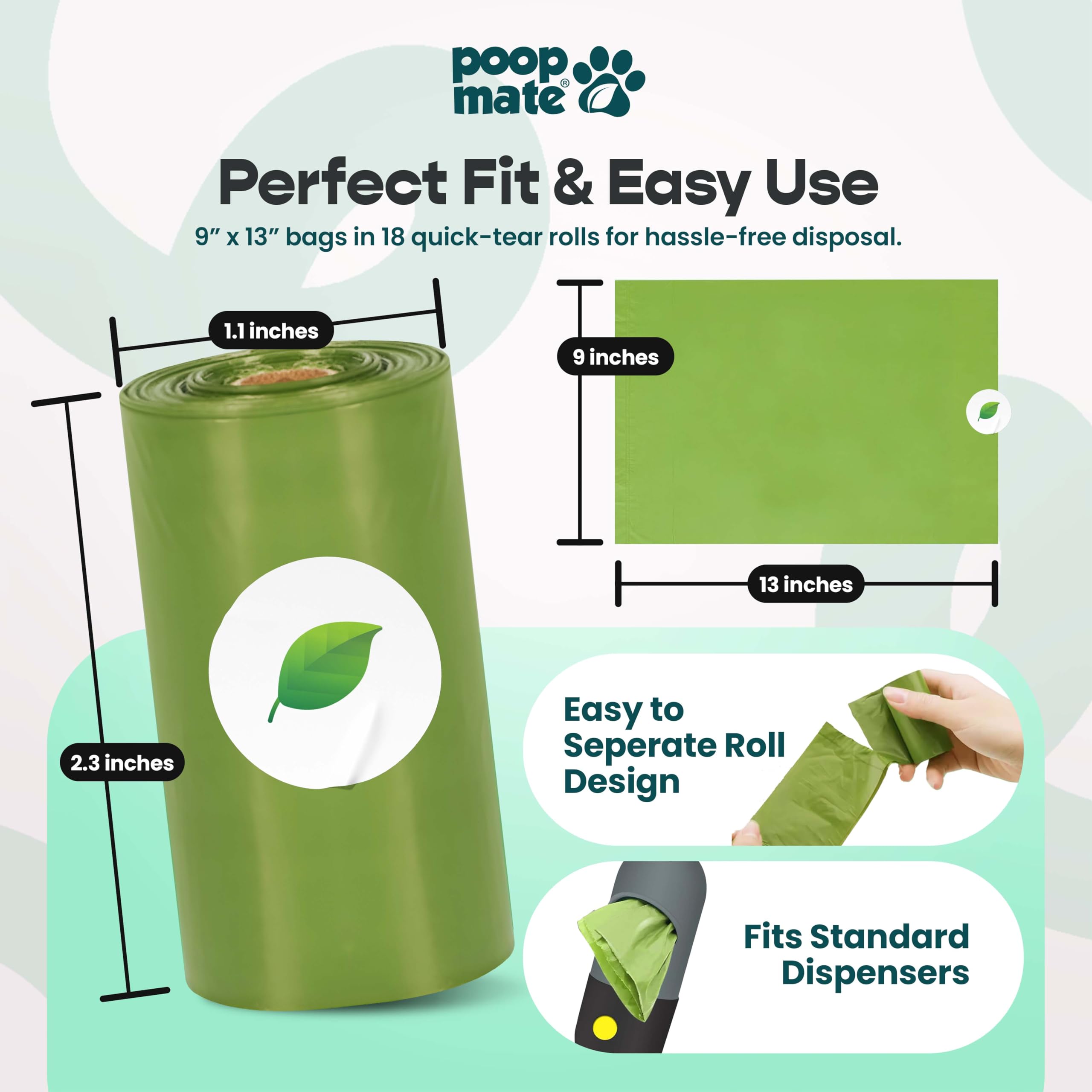 Poop Mate Eco-Conscious Dog Poop Bags - 18 Rolls (270 Bags), Extra Thick, Leak-Proof, Unscented Refills - View #9