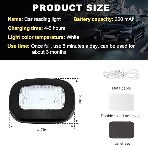 Miniatura 2 de Luz magnética de cúpula para automóvil, luz interior de techo de techo, recargable por USB, 10 LED, luz de cúpula inalámbrica interior del automóvil
