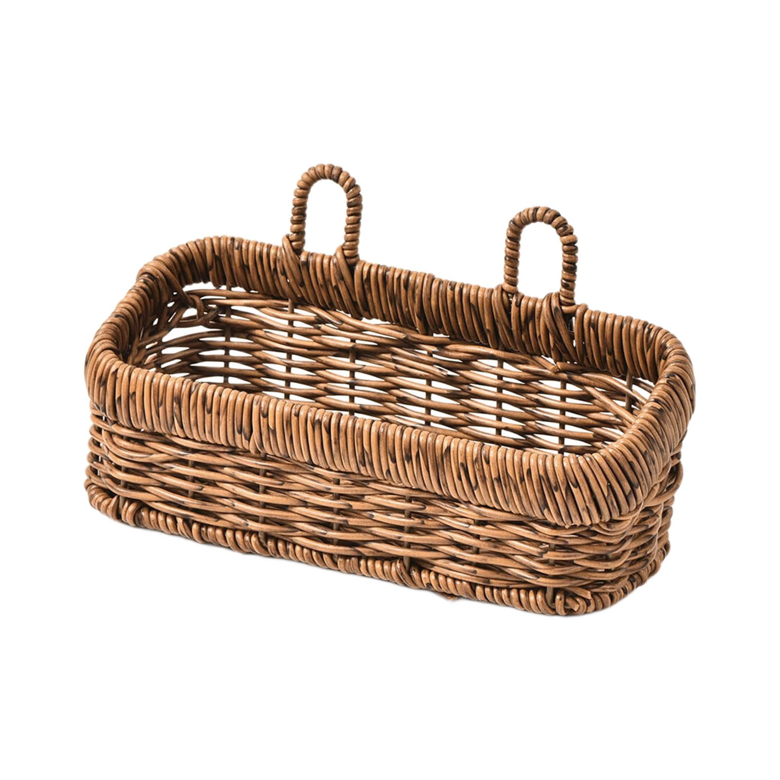 SXRQ Hand Woven Wall Mounted Storage Basket Space Saving Rattan Styles Organiser for Home Decoration Decorative Wall Basket