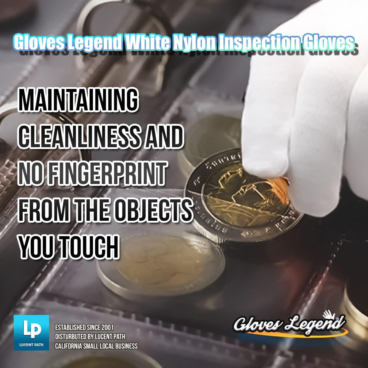 White Nylon Inspection Gloves For Jewelry, Coin, Watch and Art Handling