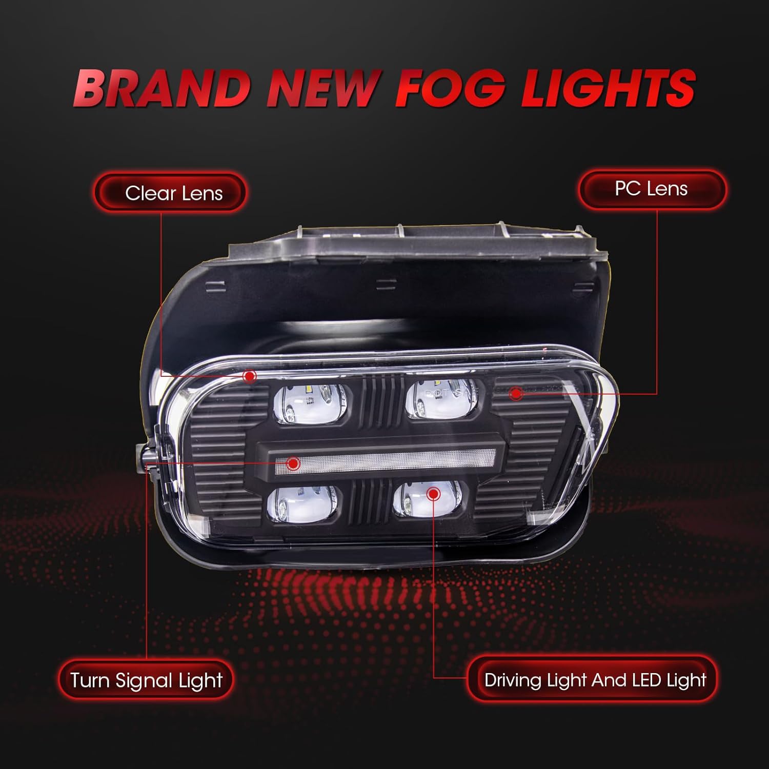 New Version LED Fog Light Replacement For 2003-2007 Chevy Silverado 1500 2500 3500/2002-2006 Chevy Avalanche LED Fog Lamps 1 Pair(Black Housing with Clear Lens)