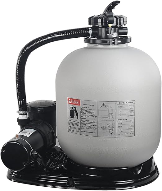 XtremepowerUS 19" inch Sand Filter with 1.5HP Pool Pump 4500GPH Above Ground Swimming Media System, Gray