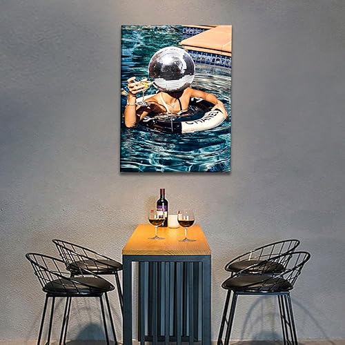 Miniatura 3 de Lienzo de discoteca enmarcado, arte de pared, decoración de bola de discoteca, pósteres funky, arte de cóctel moderno, estético, decoración de pared