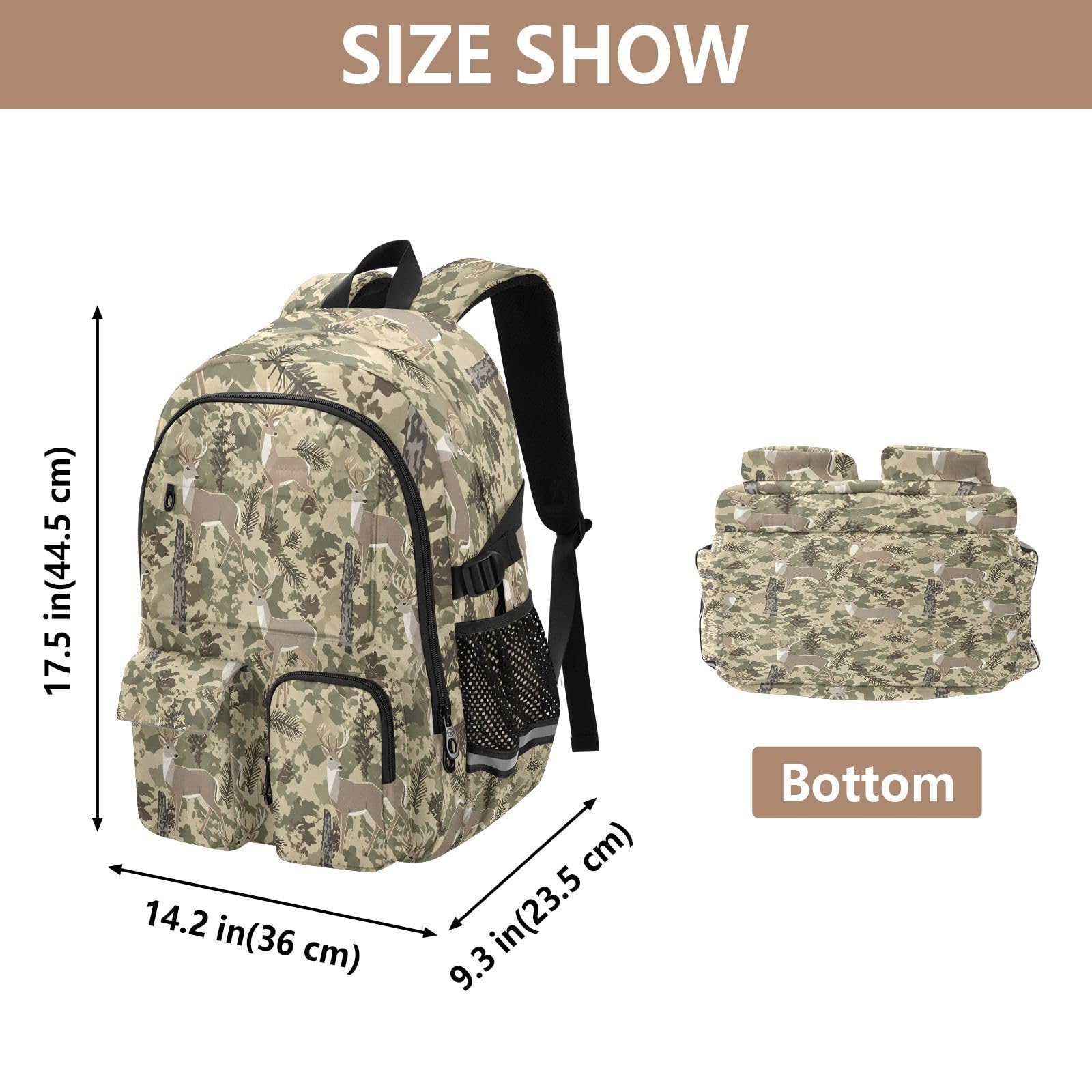Zaino con motivo gazzelle della foresta, con tasche multiple, per scuola, viaggi, attività all'aperto, università, zaino per laptop da 17,5 pollici, per uomini e donne