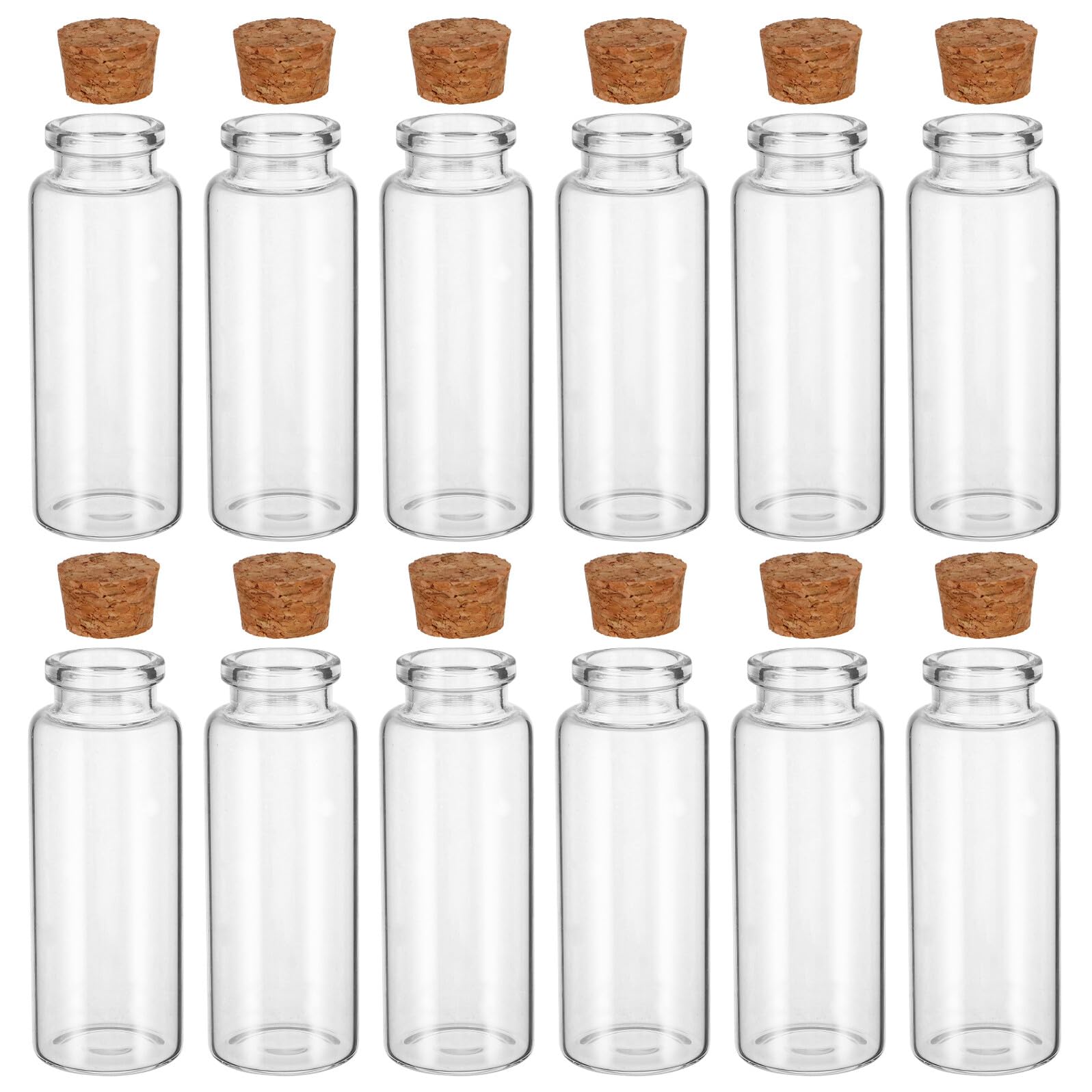 50 Stück Kleine Glasflaschen mit Hals Transparente Dekorative Fläschchen mit Weichem Korkverschluss zum Befüllen für Wunschzettel Bastelideen und Landschaftsdekorationen