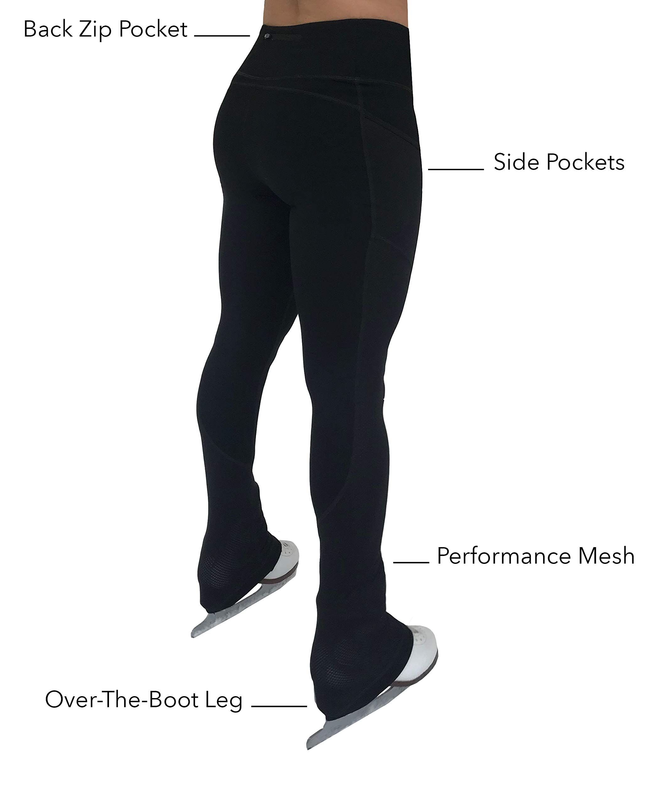 | Girl's Figure Skating Practice Pants with Pockets and Breathable Performance Mesh | Girl's S, Black