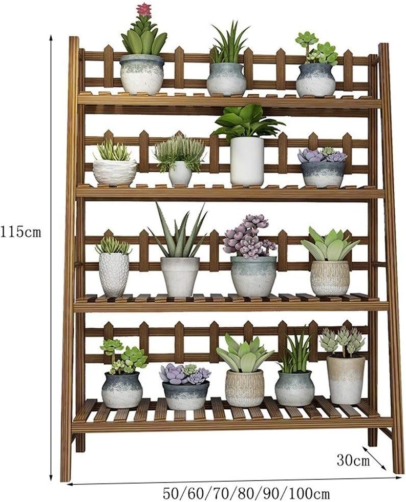 RR-Flower Stands Solid Wood Flower Stand with 4 Tiers Balcony Floor-Standing Plant Stand Garden Flower Display Rack 6 Sizes (Size : 90 cm) (80 cm) image 3