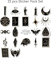 Vista 3 de Paquete de 24 calcomanías de vinilo para laptop, juego de tazas ocultas, impermeables, para equipaje para monopatín, polilla, cabeza mágica