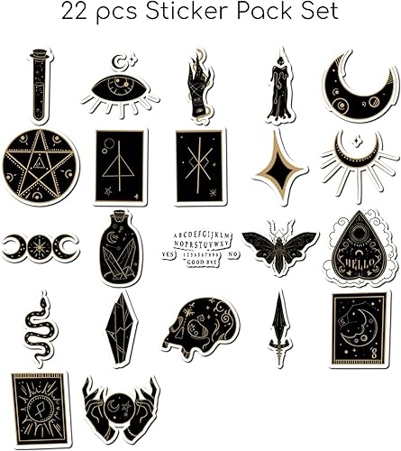 Miniatura 3 de Paquete de 24 calcomanías de vinilo para laptop, juego de tazas ocultas, impermeables, para equipaje para monopatín, polilla, cabeza mágica de