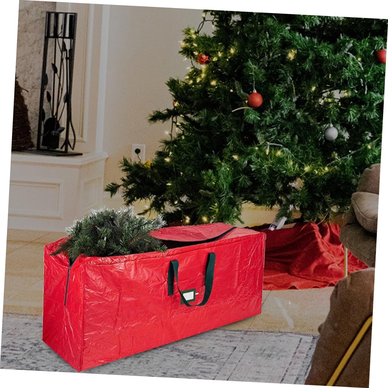 BESPORTBLE Waterproof Large Christmas Tree Storage Bag with Handles Zippered Dustproof Organizer 165x38x76cm for Holiday Decoration Storage