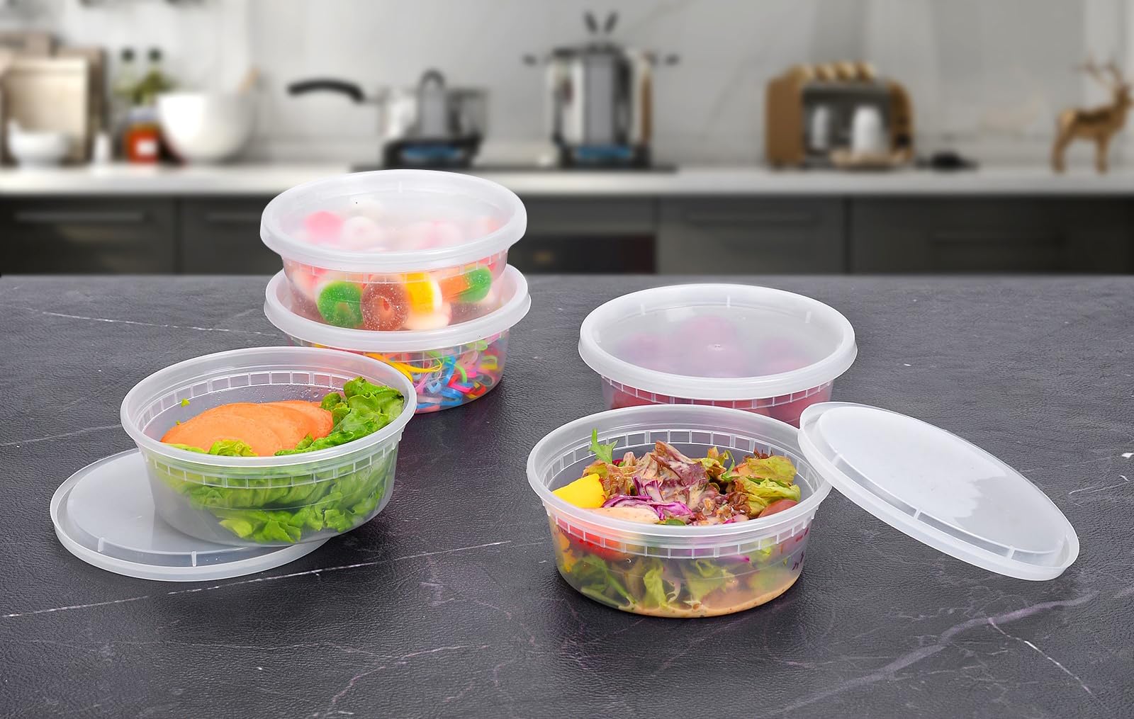 EDI Lot de 20 boîtes de conservation en plastique avec couvercles hermétiques de 226,8 g (20 ensembles) et 946,2 g (10 ensembles)