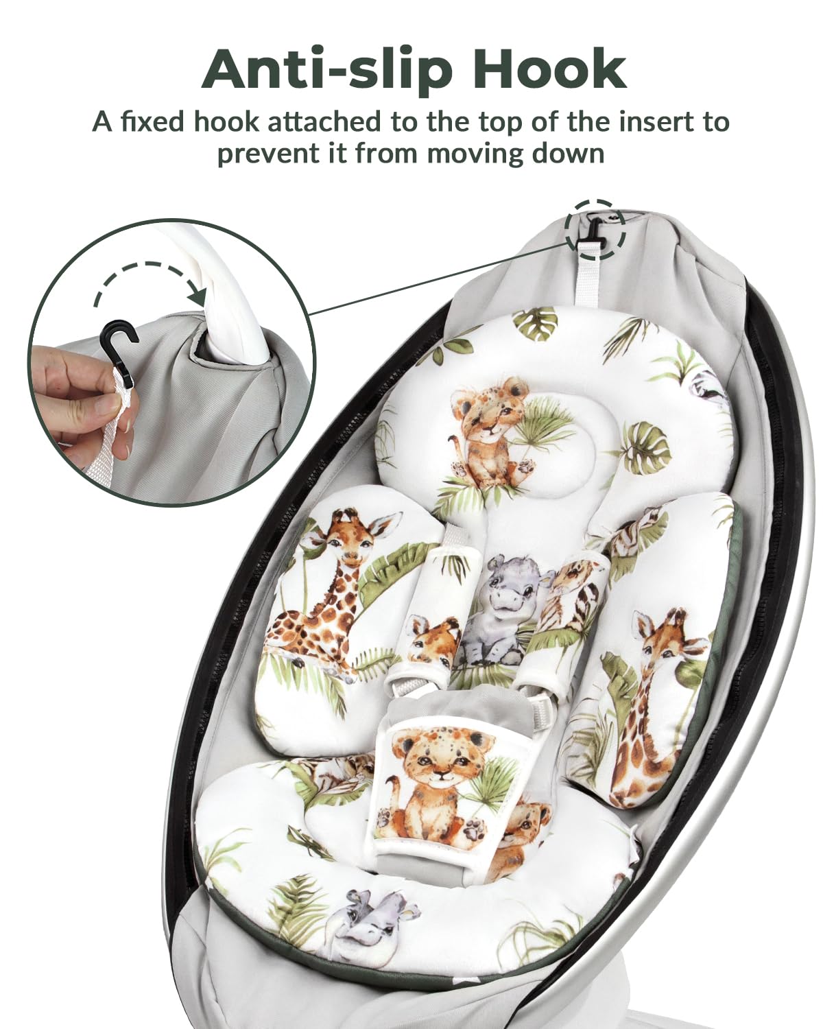 Insert pour bébé Compatible avec 4moms Mamaroo Swing et siège Auto pour bébé, y Compris 3 balles de Rechange, Insert réversible pour Nouveau-né pour balançoire, Poussette, transat, Tissu