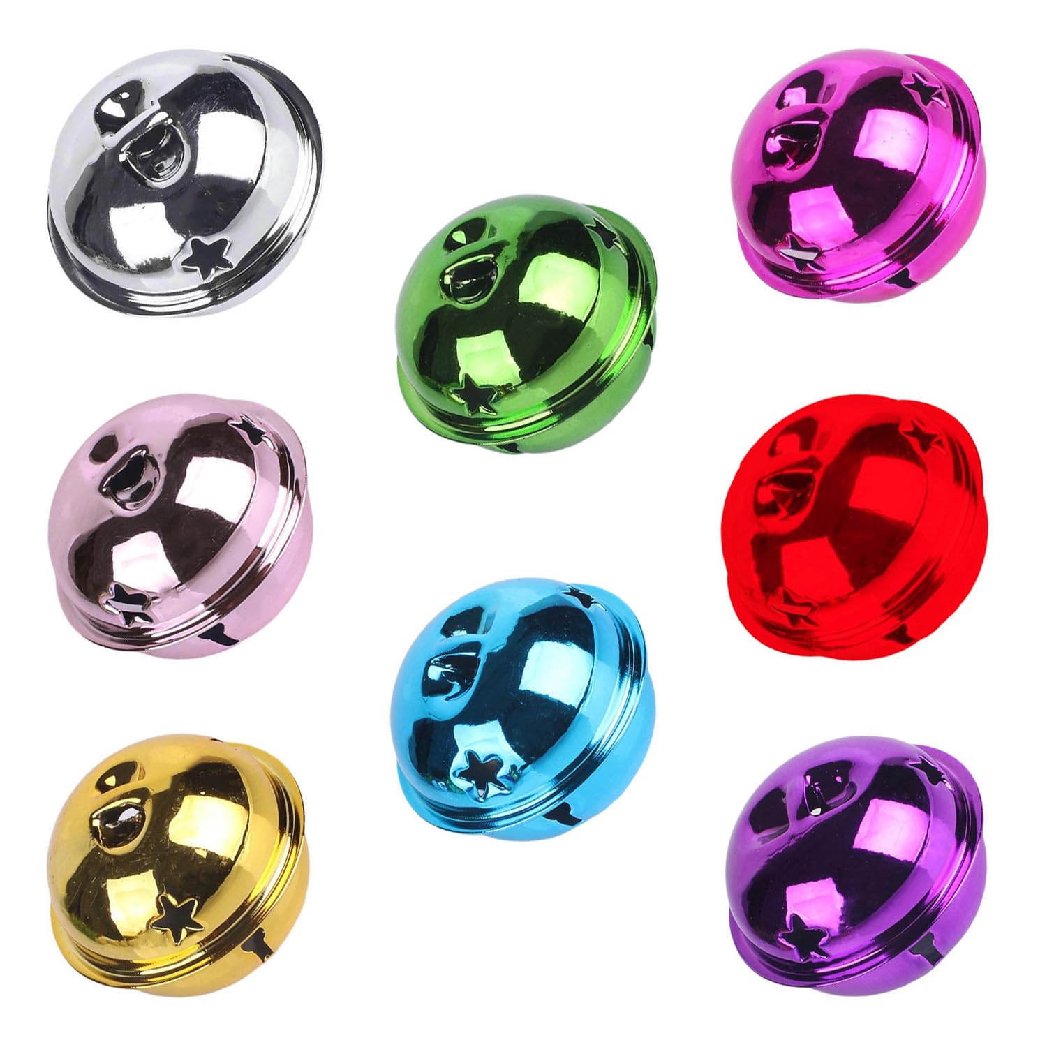 20Pcs Colorful Christmas Bells, Metal Round Bells, 40mm Bright Colors Jingle Bells for Crafts Pets Christmas Wind Chimes Jewelry Ornaments Holiday Home Party Decoration