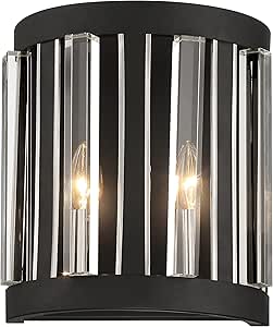 Minka Lavery 5498-729 Majestic Splendor Metal &amp; Acrylic Strips Wall Sconce, 2-Light 120 Total Watts, 12" H x 11" W, Polished Nickel &amp; Sand Coal