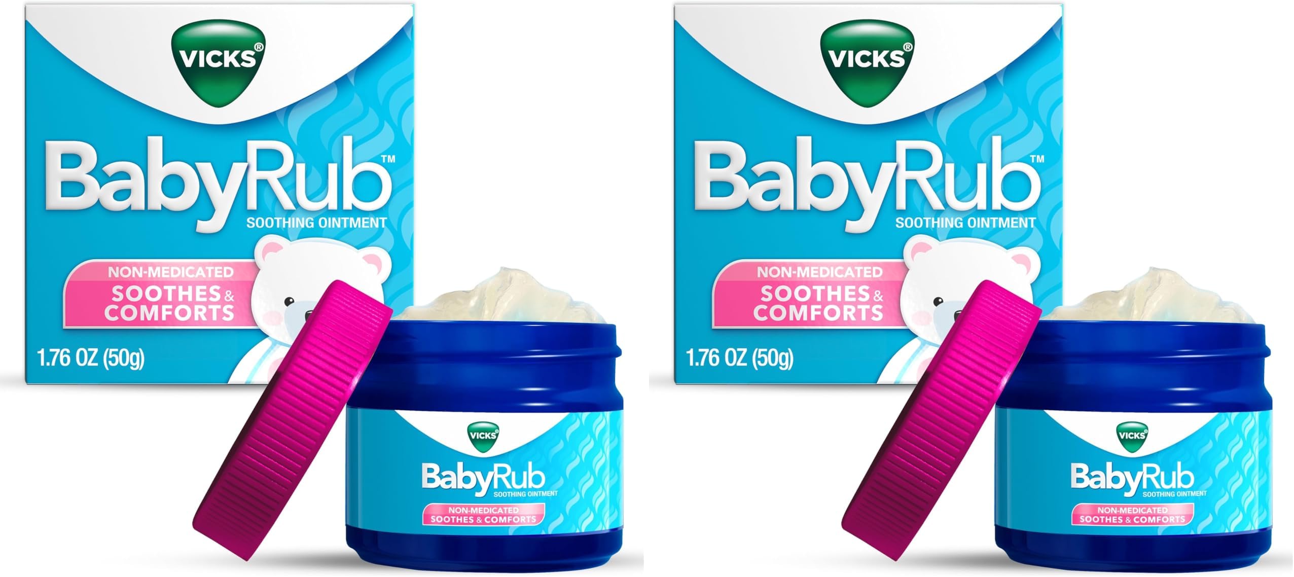 BabyRub Chest Rub Ointment with Soothing Aloe, Eucalyptus, Lavender, and Rosemary, from the makers of VapoRub, 1.76 oz (Pack of 2)