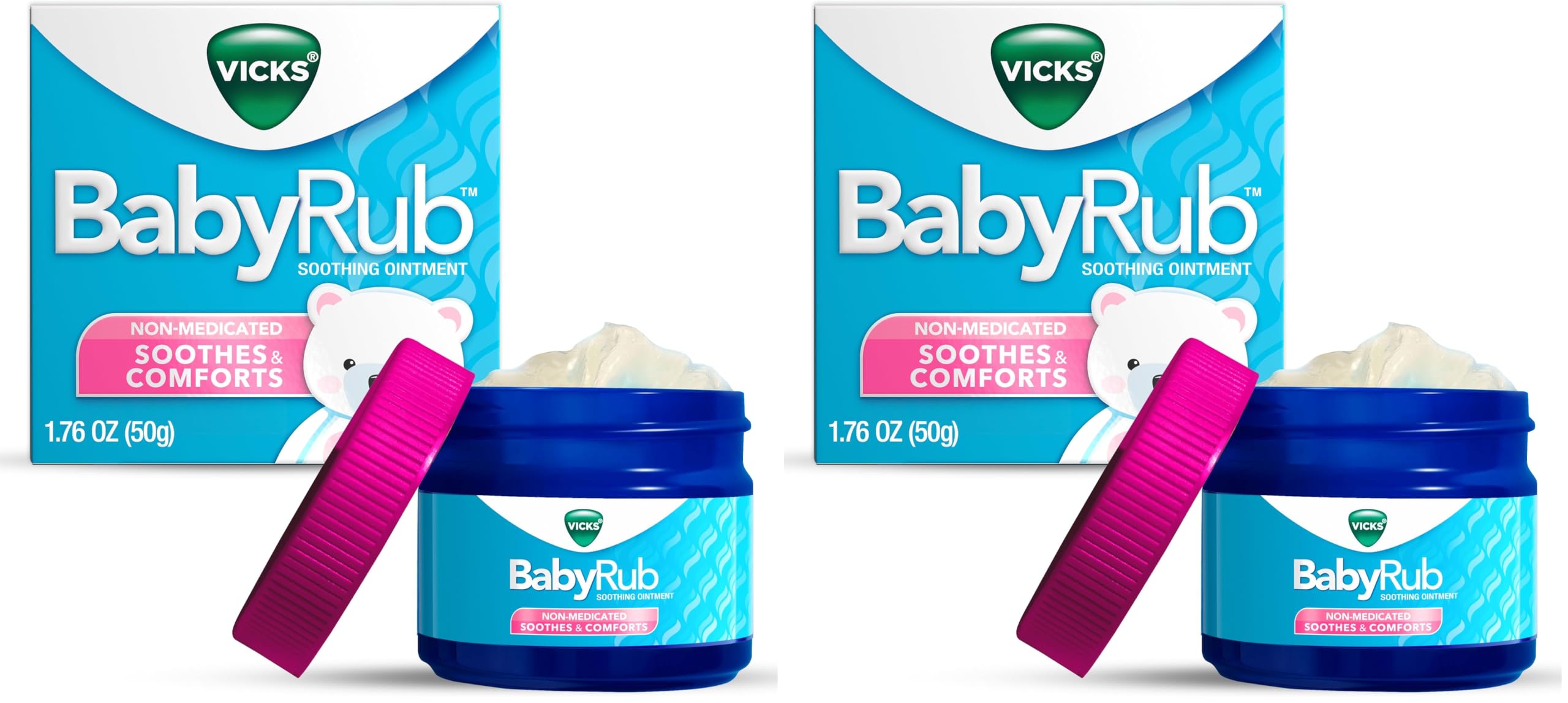 BabyRub Chest Rub Ointment with Soothing Aloe, Eucalyptus, Lavender, and Rosemary, from the makers of VapoRub, 1.76 oz (Pack of 2)