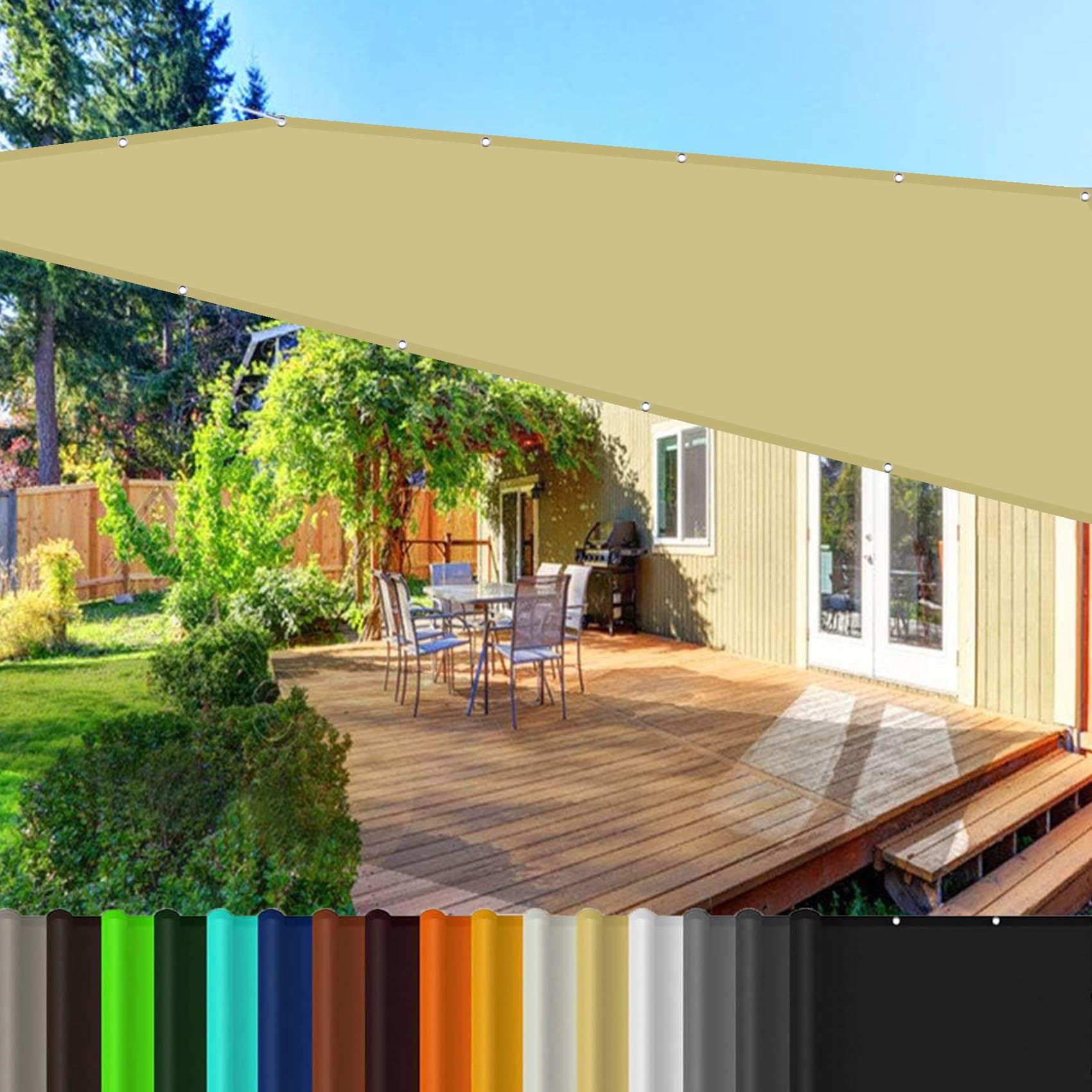 Toile d'ombrage anti-UV 1x3 m imperméable pour se protéger du soleil sur le balcon