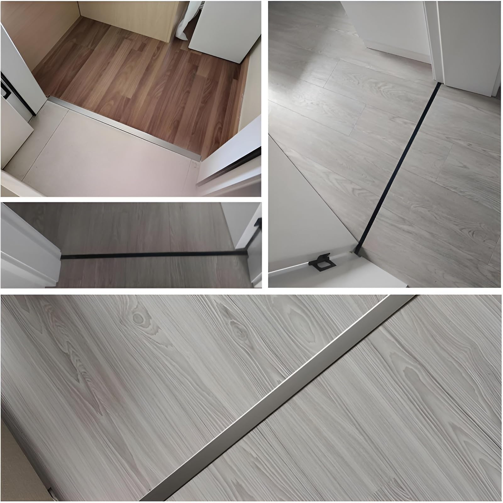 Striscia di Transizione per Pavimento in Alluminio, strisce autoadesive | Strisce di rivestimento per pavimenti in laminato, Adatta per Soglie, Rampe, Mattonelle(Gray,1.2cmx150cm)
