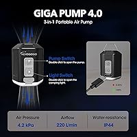 Vista 4 de Bomba de aire portátil 4.2kPa Bomba de aire para inflables recargable GIGA PUMP 4 con luz de campamento Ultra Air Colchón Bomba