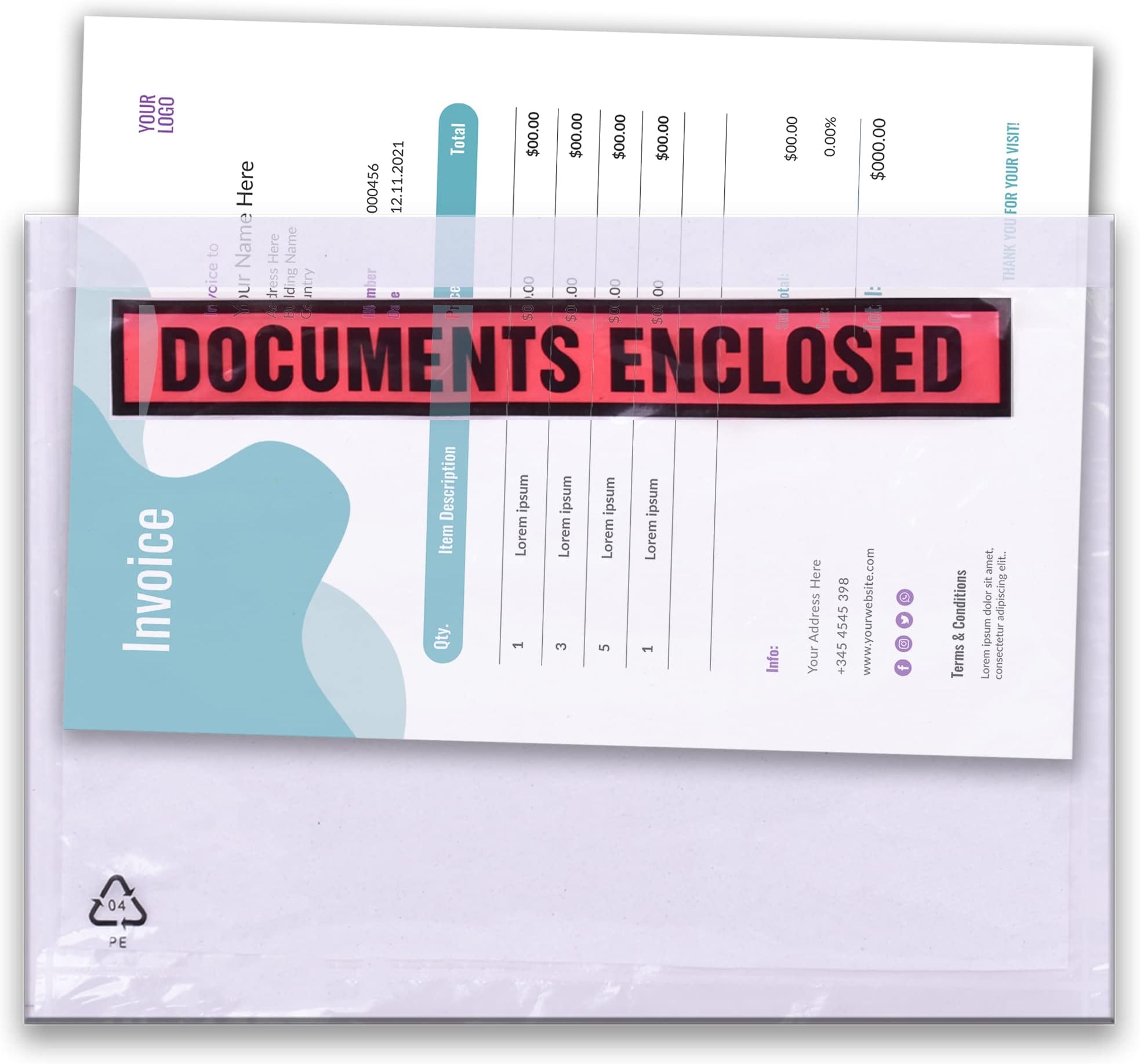 Triplast 100 x A4 Printed Document Enclosed Wallet (328 x 230 mm) | Peel & Seal Clear Plastic Envelopes/Sleeves/Pockets/Wallets | Attach Invoices, Packing Lists & Delivery Notes to Parcels