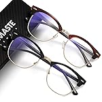 AOMASTE Blue Light Blocking Glasses Vintage Half Frame UV Clear Lens Anti Eyestrain Computer Gaming Glasses for Women Men(P59)