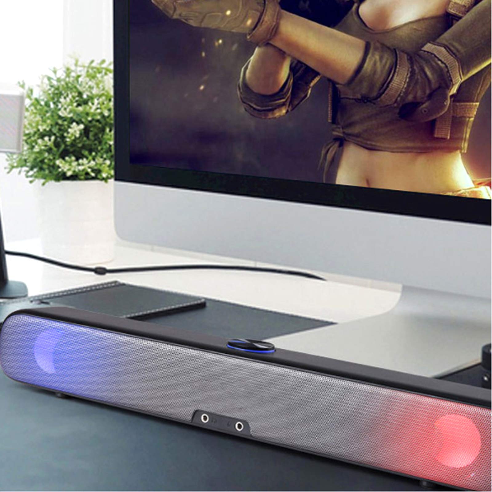 Canal de barra de sonido 2.0, barra de sonido de TV, sonido envolvente 3D, barra de sonido inalámbrica con cable para TV, sistema de cine en casa, barra de sonido de TV, para PC, TV, teléfono móvil,