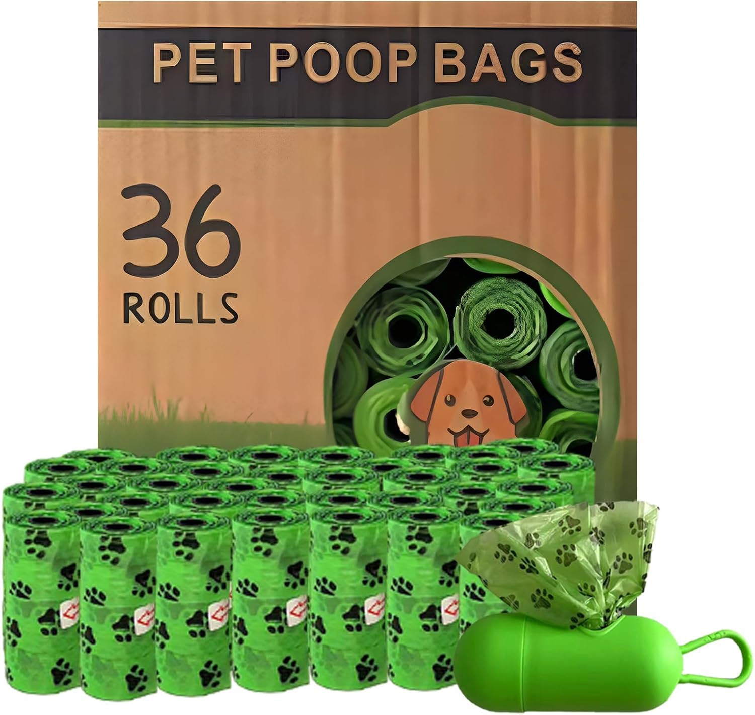 Biodegradable Leak Proof Dog Poop Bags- Dog Waste Bags- Strong Poo Bags Dogs -540 Large Poop bags(Pack of 36)- Dispenser included- 13 inch x 9 inch