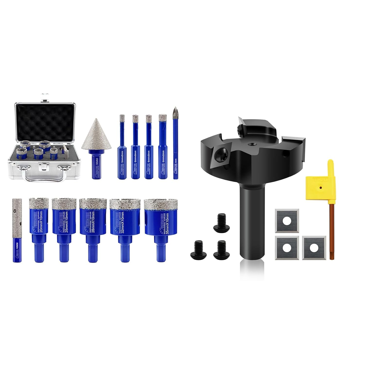 SHDIATOOL Diamond Drill Core Bits,Tile Drilling Core Hole Saw Kit for Porcelain Marble Ceramic Granite with 1/4 Carbide Positioning Drill Bit 12pcs (5/6/6/8/20/25/28/32/35MM/6MM/30MM/10MM)