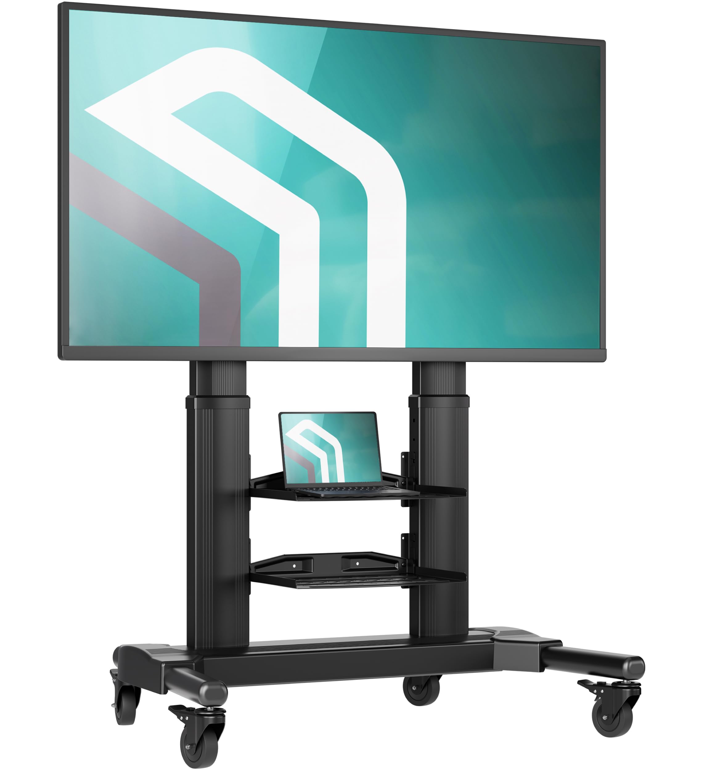 – Mobile TV Stand on Wheels for 40" - 80" Screen, Portable TV on Wheels max load 65.5 kg, Aluminium Rolling Television Trolley VESA 200x200-700x400, Height Adjustable TV Stand Black TS2771-B