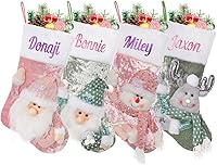 Vista 11 de Medias tejidas personalizadas de Navidad de 18 pulgadas con copos de nieve, nombre personalizado, medias de Navidad para colgar en la chimenea