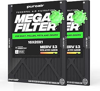 PuroAir MegaFilter 16x20x1 Air Filter MERV 13 Activated CarbonTech Defense — best Purchasefilters pick