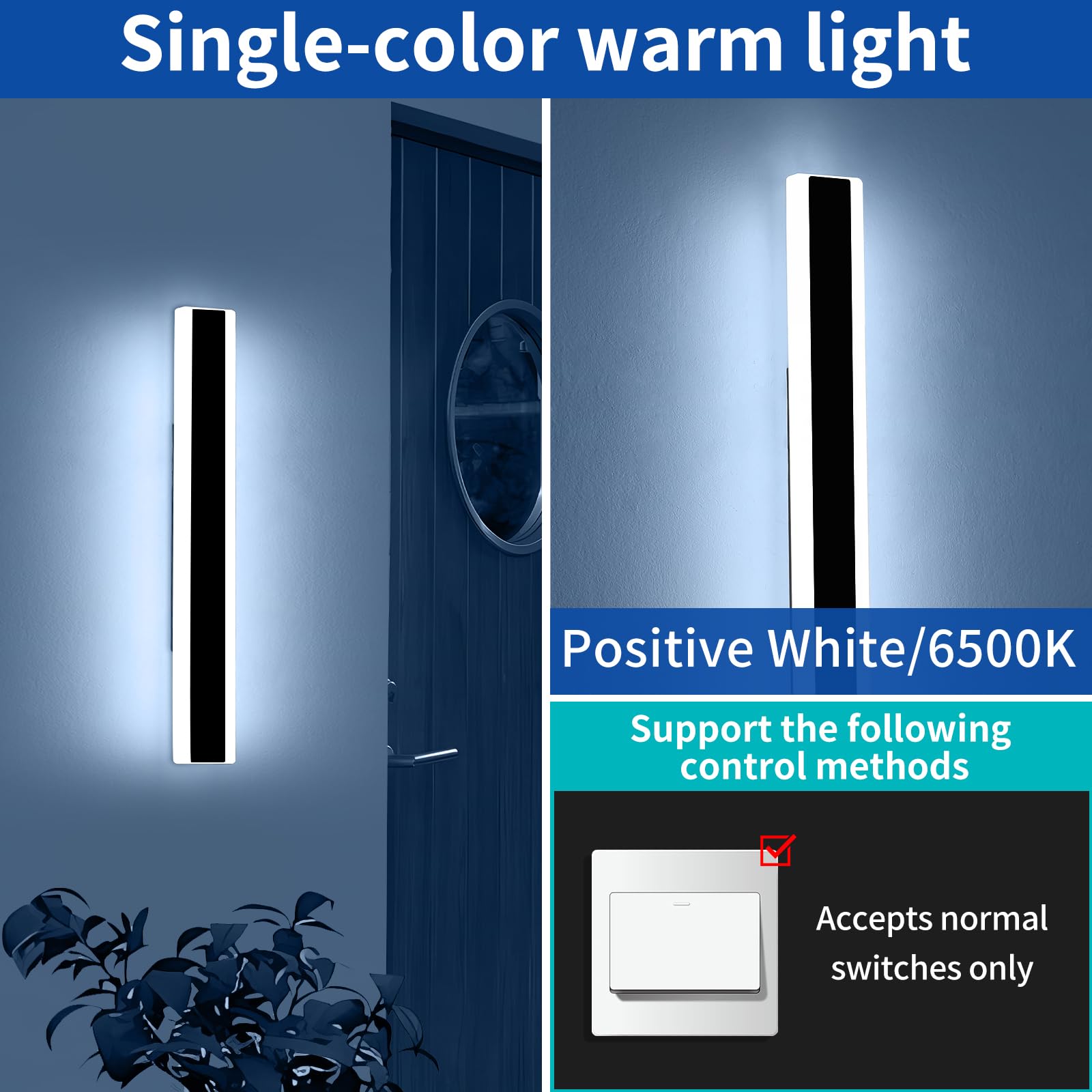 Mikeru 60cm Outdoor Wall Light, Cool White, IP65 Waterproof, Modern LED Vertical Long Wall Light for Patio Garden, Balcony - Image 2