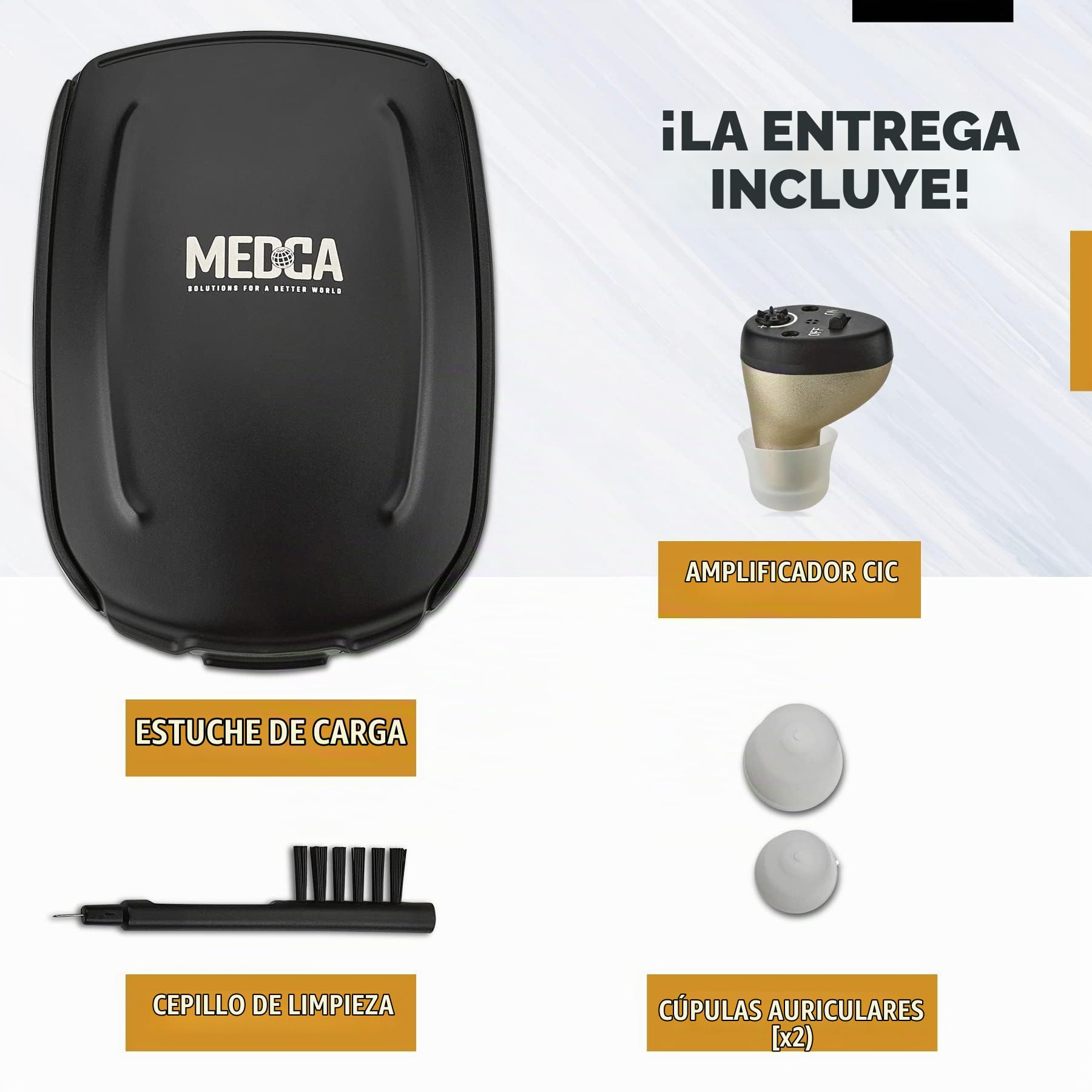 Recargable CIC Complete-in-Canal Nearly Invisible Personal con cancelación de ruido digital y función de reducción de retroalimentación, oído izquierdo - negro